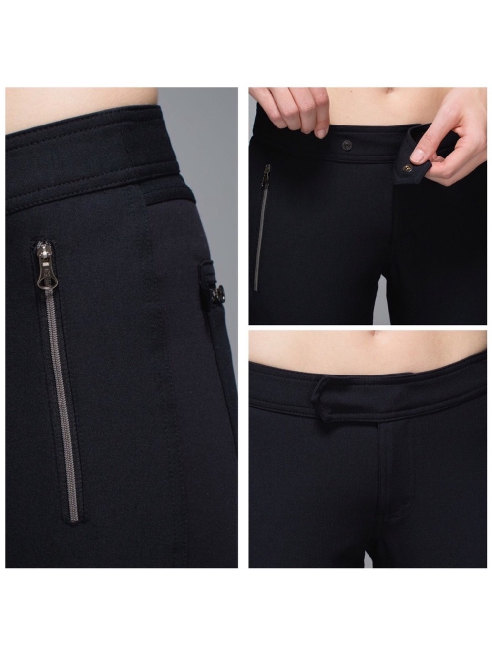 Lululemon Better Together Zip Front Black Pants Zip Pockets Reflective Women’s 4 - Picture 2 of 13